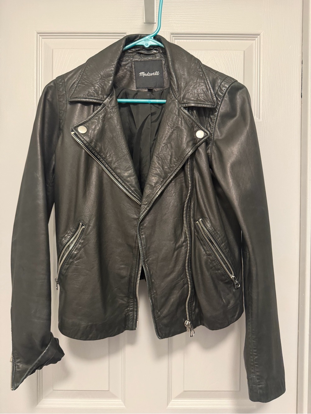 Madewell Black Leather Asymmetrical Moto Jacket